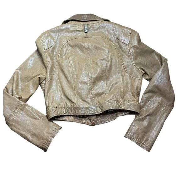 Aritzia Mackage Cropped Leather Moto Jacket Women Size Medium - Picture 2 of 12